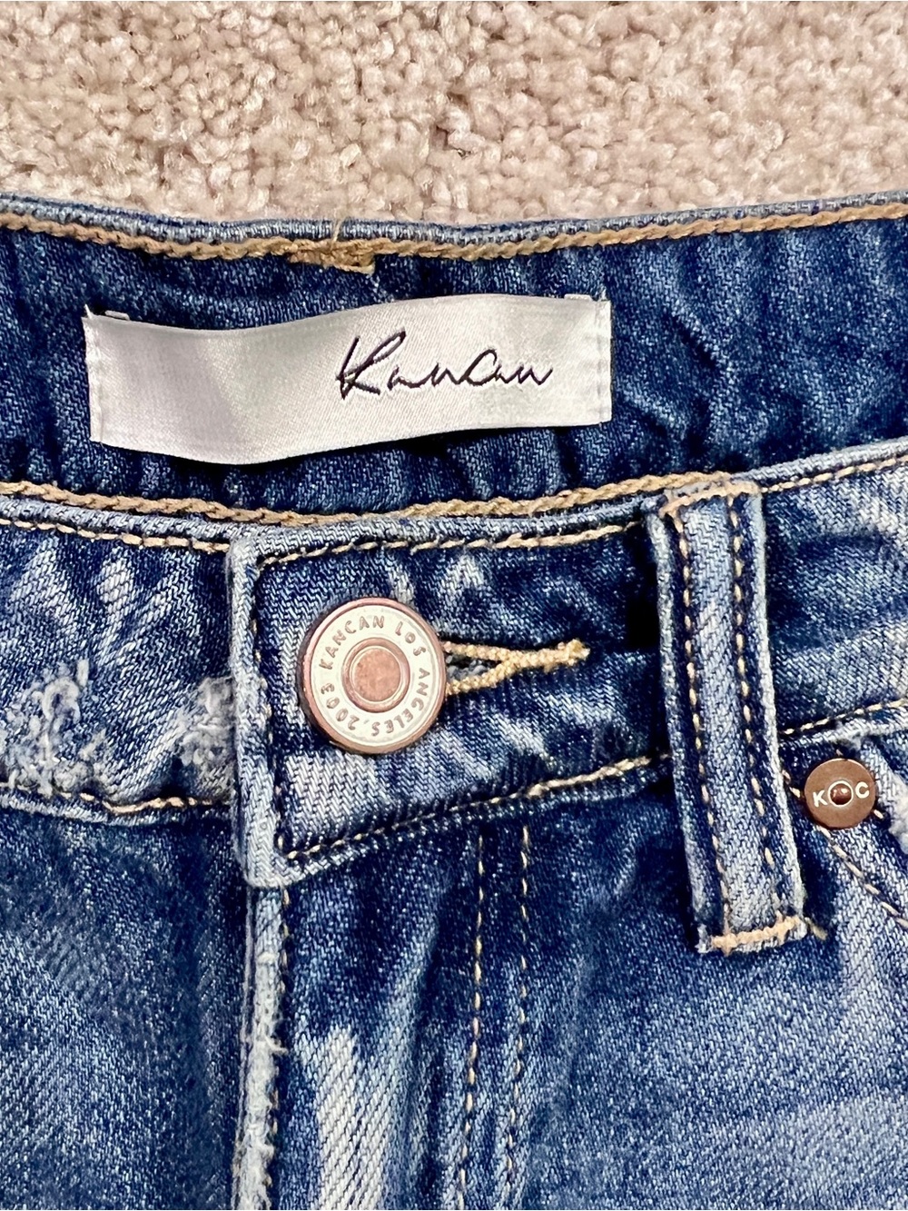 KanCan Mid Rise Boyfriend Denim Shorts Size S 29in Heavy Distress Frayed Hem - Picture 9 of 12